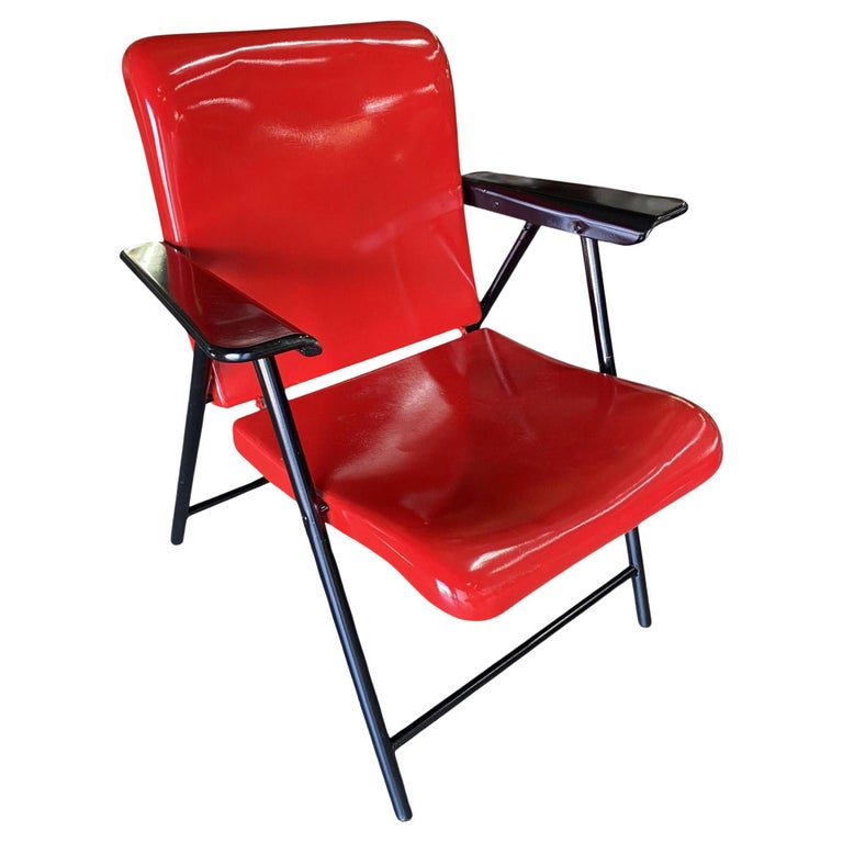 Russel Wright Outdoor/Patio Steel Folding Chair by Schwayder Bros, 5 Available