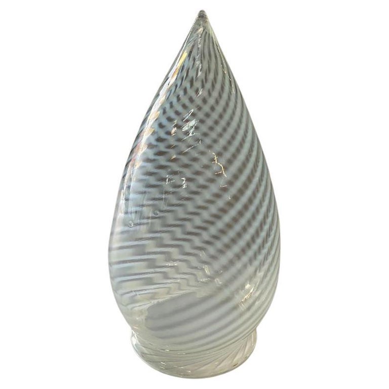 1960s Vintage Opalescent Swirl Glass Bullet Ceiling Light Globe with Fitter