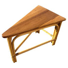 Restored Rattan Corner Wedge Table with Mahogany Tabletop