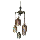 Hollywood Regency Jewel Prisms Filigree 5 Light Hanging Chandelier, Circa 1950