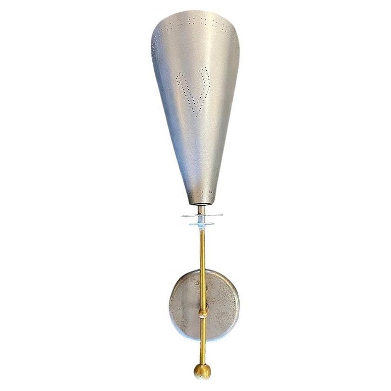 Mid-century Googie Modern Brushed Aluminum Torchiere Wall Sconce, 4 Available