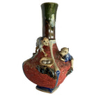 Japanese Sumida Ware Vase with Two Men on Rocky Ledge by Inoue Ryosai II
