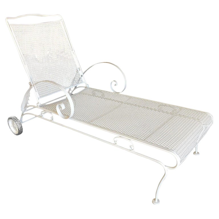 Mid-century Iron Mesh Outdoor/Patio Chaise Lounge by Woodard, Pair