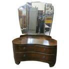 Edwardian Dark Stained Burlwood Vanity w/ Trifold Mirror, Circa 1910