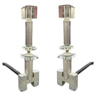 Hollywood Regency Crystal & Chrome "H" Fireplace Andirons, Pair