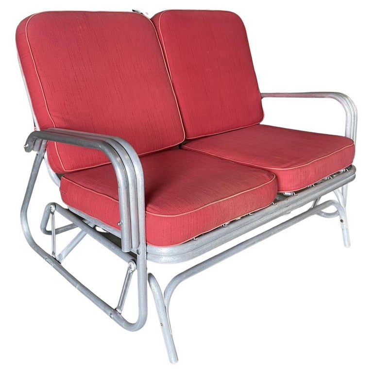 Aluminum Patio/Outdoor Sled Base Rocking Slinder Loveseat Sofa