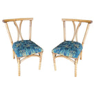 Restored Midcentury Rattan Dining Side Chair with Hourglass Back, Pair