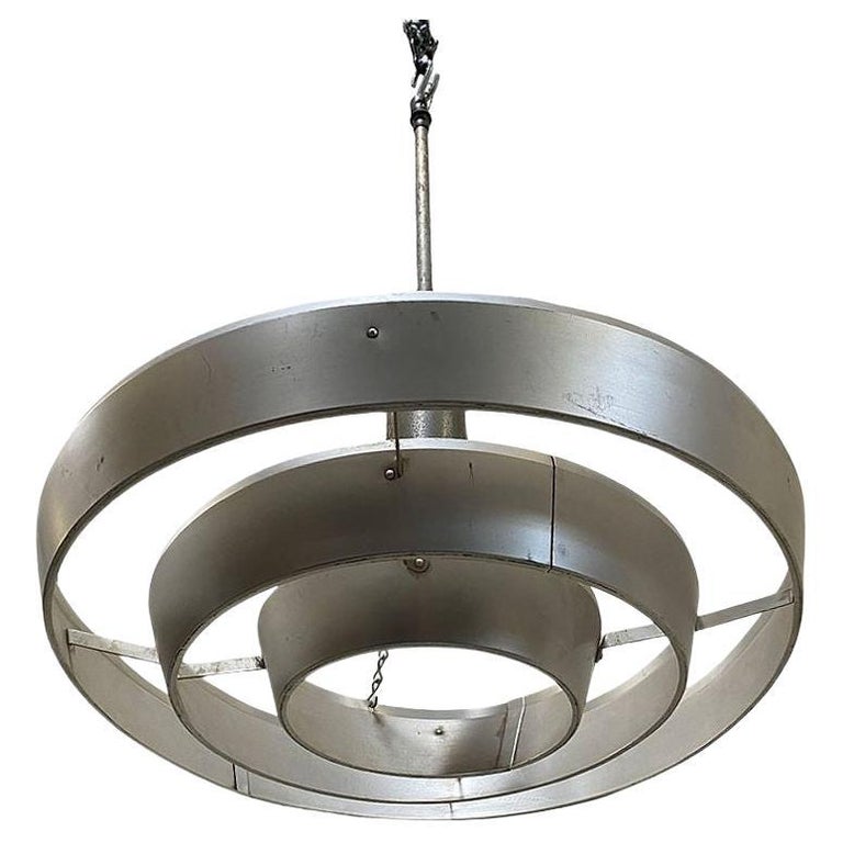 Mid-Century "Saturn" Ceiling Aluminum 19" Pendant by Kurt Versen, 16 Available