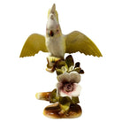 California Pottery Ceramic Tropical Cockatoo on Hibiscus Branch Statue