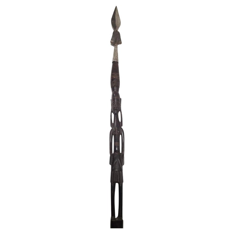 Makonde Tanzanian Carved Warrior Female Spear