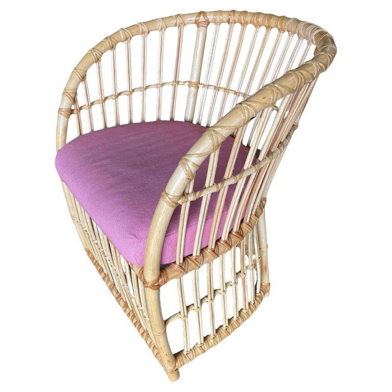 Restored 1970s Pencil Reed Rattan Armchair