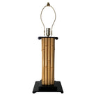 Wrapped Rattan Pole Lamp W/ Black Demi Base
