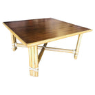 Restored Large "x" Base Rattan Coffee Table W/ Mahogany Top
