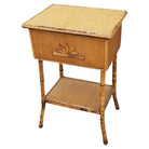 Restored Tiger Tortoise Bamboo Pedestal Side Table Storage Box