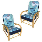 Restored "40s Transition" 2-Strand Adjustable Back Rattan Lounge Chair, Pair