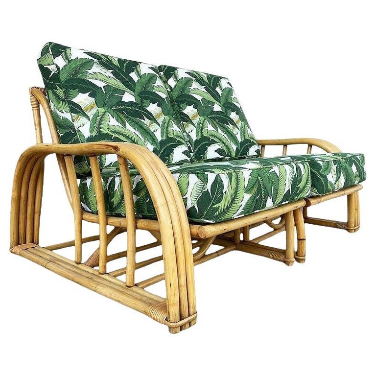 Restored Rattan 3-Strand Sectional Settee Sofa by Paul Laszlo for Ficks Reed