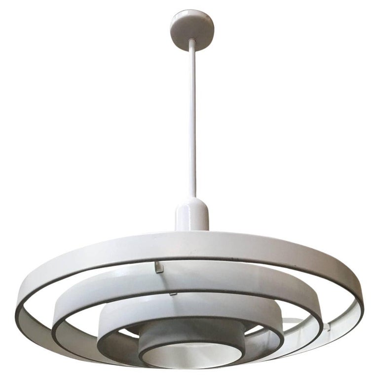 Mid-century "Saturn" Ceiling Steel 20" Pendant by Kurt Versen