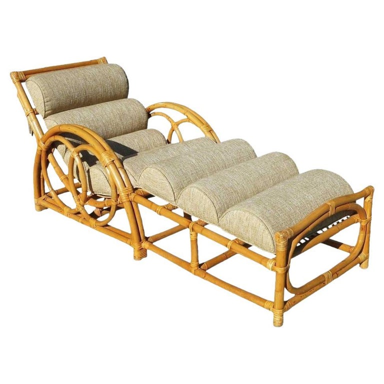 Restored 1949 Circles & Speed Arm Rattan Chaise Lounge Chair