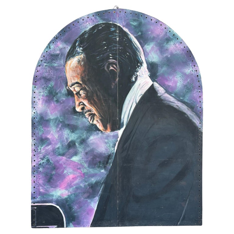 10' Foot Tall Oil on Canvas Portrait of Count Basie Light Up Folding Screen