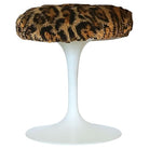 Eero Saarinen "Tulip" White Stool for Knoll W/ Leopard Print Seat