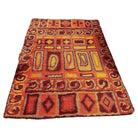 Mid-century 8' Foot Hand-Hooked Scandinavian Shag Rug w/ Abstract Design