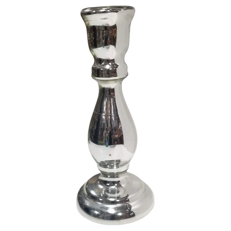 Art Deco Silver Mercury Art Glass CandleStick Holder