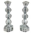 Mid Century Crystal Candlestick Diamond Top - Pair