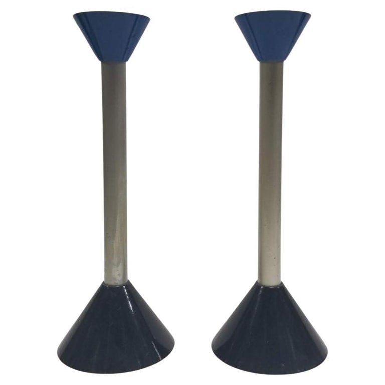 Pair of Vintage Mid Century Memphis Age Postmodern Candlestick Holder