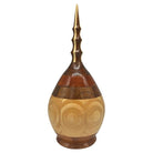 Hand Carved Marquetry Inlay Pear Shaped Vessel with Lid