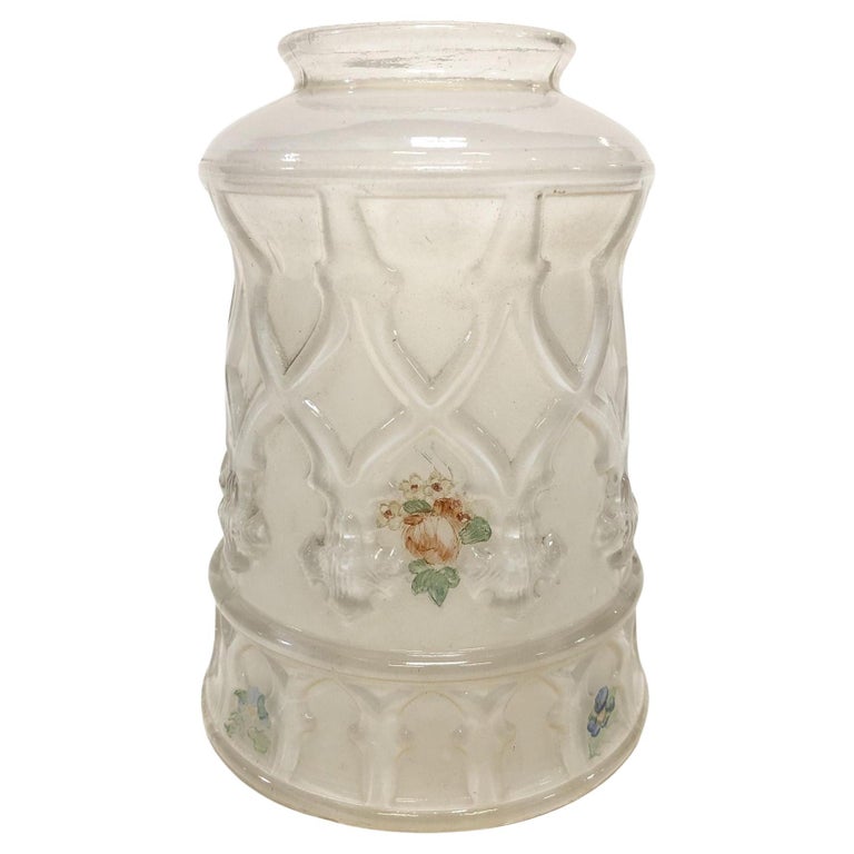 Vintage Frosted Rococco Globe with Painted Flower Details