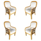 Restored Rattan Dining Armchair W/ Twisted Rattan Arms, Set of 4