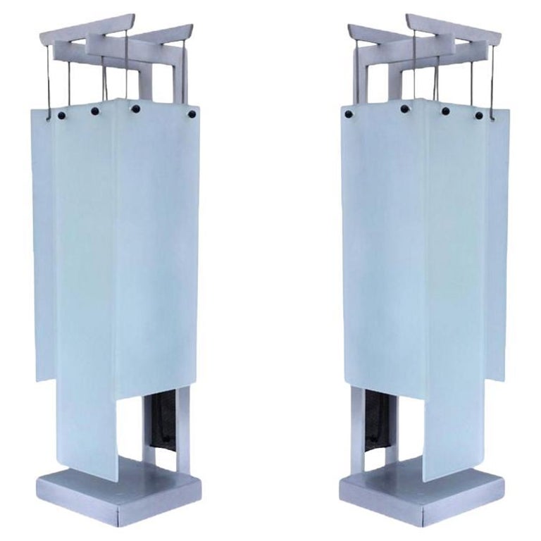 George Kovacs Architectural Aluminum Table Lamp - Pair