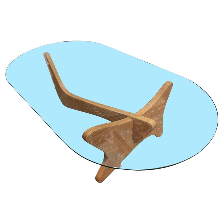Mid-Century Modern Noguchi Style Oval Glass Coffee Table