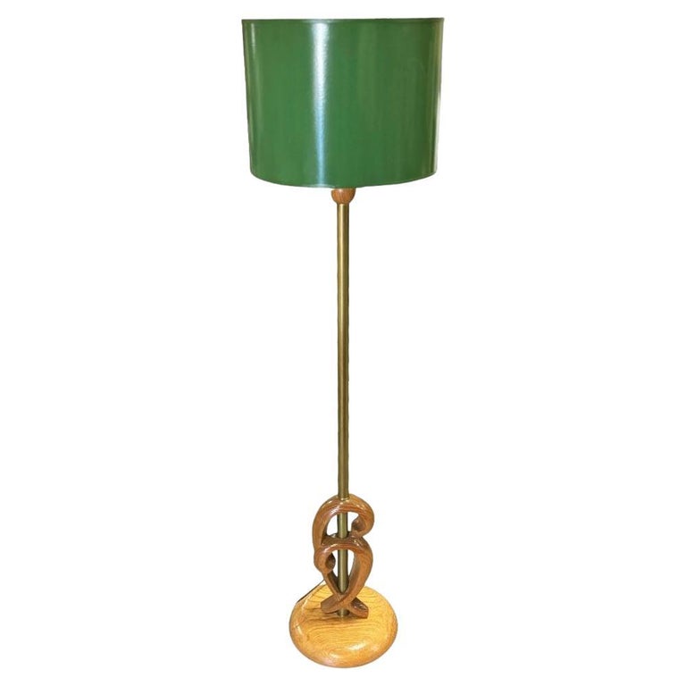 Mid Century Carved Oak Sculptural Floor Lamp by Yasha Heifetz