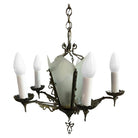 Art Deco Slat Glass Chandelier With Geometric Details