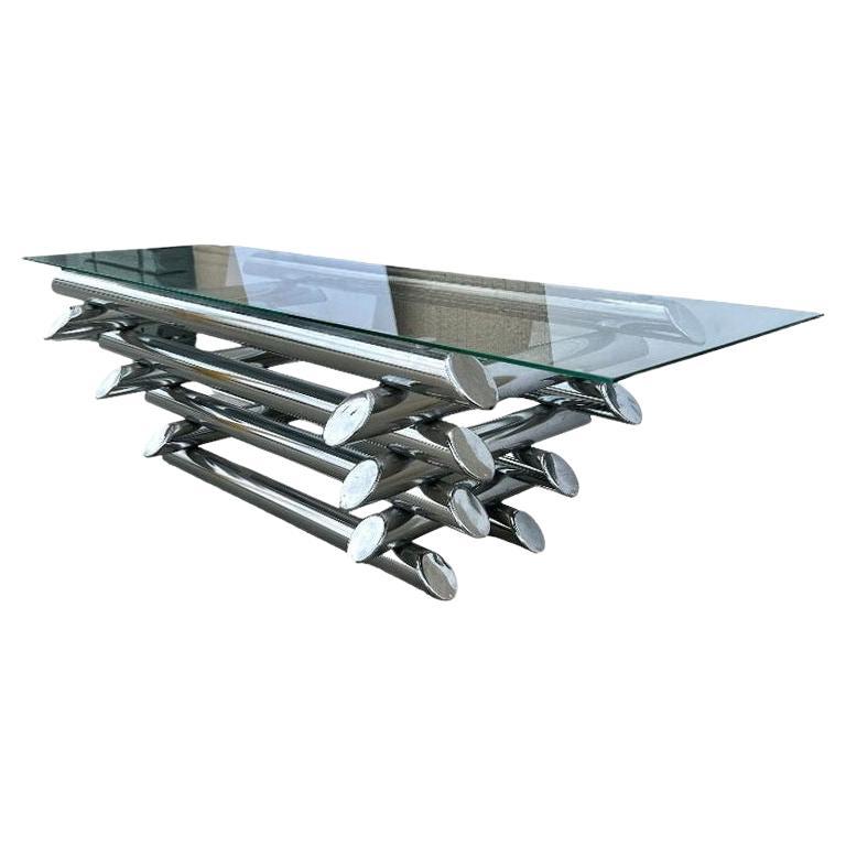 Paul Mayen Style Chrome Tubular Stacked Cocktail Table