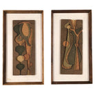 1950 Abstract Still Life 3D Fiberboard Art Wall Sculpture, Pair