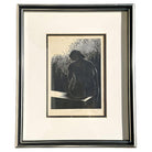 Untitled Nude Female Portrait Wood Block Print by Reibel Bertram, Framed