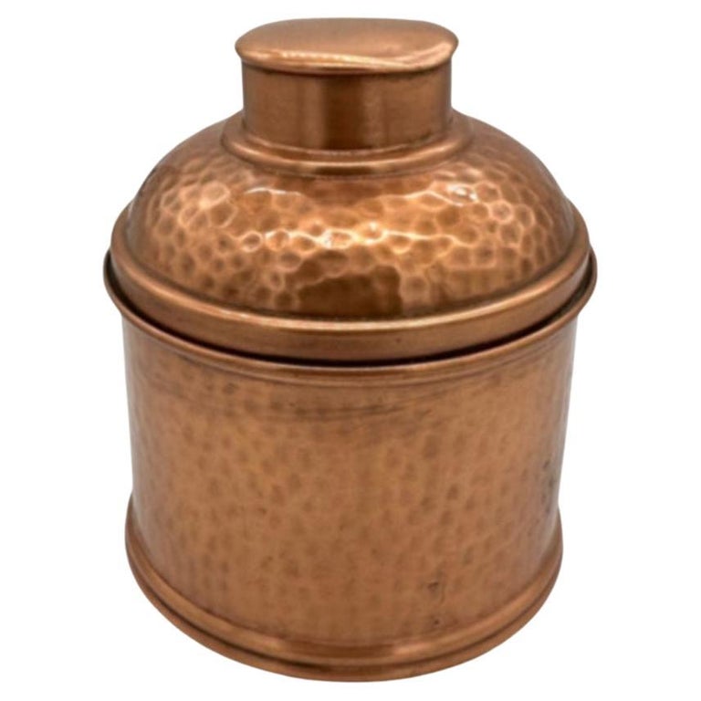 Mid Century 5" Hammered Copper Tin Lined Humidor by Revere Rome N.Y