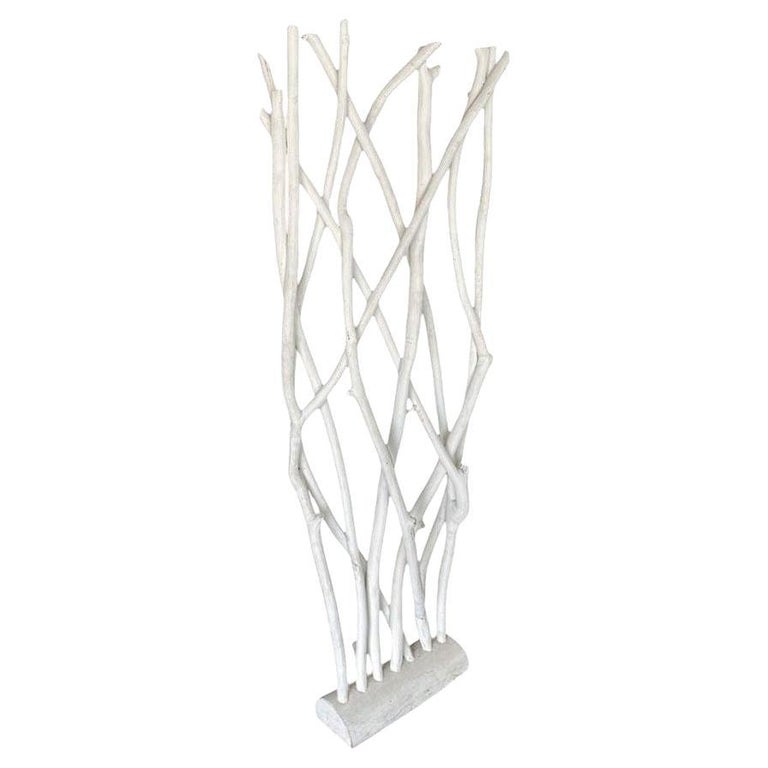 White Modernist Driftwood Floor Sculpture Room Divider