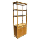 Restored High Style Rattan & Mahogany Etagere Display Curio Cabinet, 2 Available
