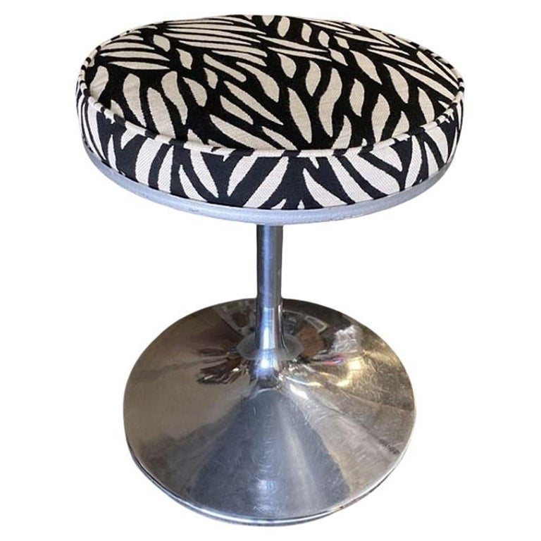 Knoll "Tulip" Chrome Stool by Eero Saarinen w/ Nairobi Upholstery Seat