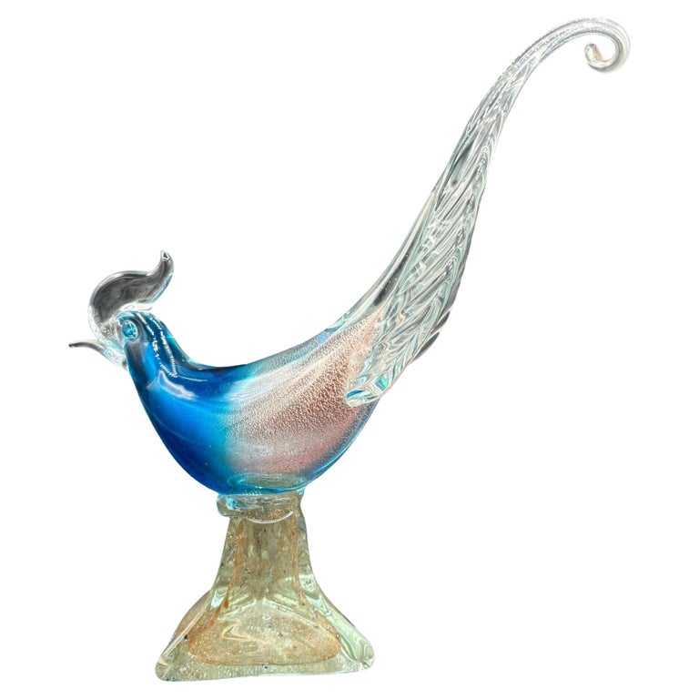 Mide-century Murano Pheasant Art Glass Sculpture attributed to Barovier & Toso