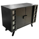 Mid Century James Mont Styled Black Lacquered & Glass Bar Cabinet & TV Stand