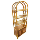 Mid-century Rattan Etagere Display Curio Cabinet w/ Mahogany Shelfs