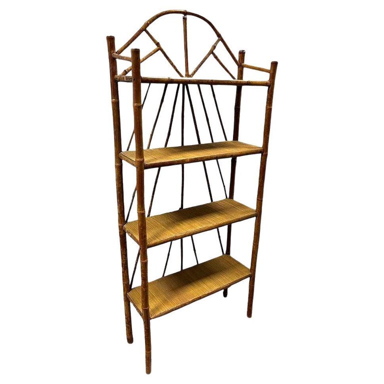 Late Victorian Aesthetic Movement Tiger Bamboo & Grass Matt Chippendale Shelf