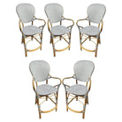 Set of 5 Danish Bistro "Isabell" Rattan Barstools w/ Woven Seat & Back by Sika D