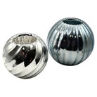 Czechoslovakian Art Deco Cobalt Mercury Glass Ball Candlestick Holders, Pair