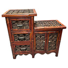 Late Qing Dynasty Split Bamboo & Lattice Top Chippendale Cabinet w/ 3 Drawers