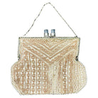 Late Art Deco Geometric Beaded Womans Purse Clutch w/ Silvertone & Lucite Clasp